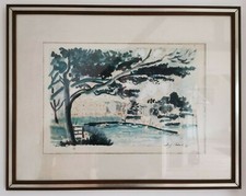 Peinture Port Navalo Arzon Crouesty Bretagne Morbihan signé Louis Chabaud 1977