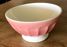 Ancien très grand bol grand-mère facettes faïence rose et blanc 17,5cmx9,5cm TBE