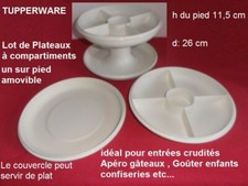 TUPPERWARE Lot PLATEAUX COUVERCLES PIED Compartiments Gâteaux Apéro Crudités etc