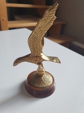 Magnifique Presse Papier Léger En Laiton Et Bois Type Aigle Hauteur 14cm Sur 6cm