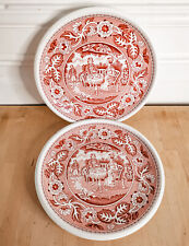 Deux assiettes rouges et blanches vintage Boch Belgium