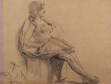 Entourage Jean-Louis FORAIN dessin danseuse danse fusain 19ème siècle tableau 