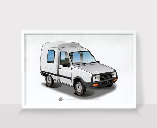 Poster citroën c15 blanc - poster,