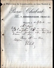 CHENERAILLES (23) MATERIAUX de CONSTRUCTION "Pierre CHABRAT" en 1912
