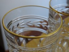 BACCARAT 2 ANCIENS VERRES GOBELET CRISTAL MODELE JONZAC GOLD ht 10,5 cm 18 cls