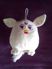 DOUDOU PELUCHE  blanc yeux rose coeur FURBY 15CM