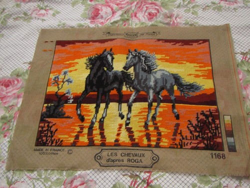 Canevas brodé les chevaux - canevas,