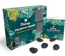 Coffret Massage aux Pierres Volcaniques Chaudes avec Livret illustré Massage