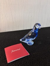 Perruches / perroquets bleu ciel en cristal de Baccarat