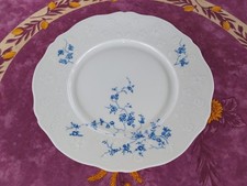 Plat Rond Plat Porcelaine de Sologne 3 Décor Floral Bleu en Relief 27,5cm
