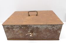 -IMPORTANTE ANCIENNE CAISSE COFFRE FORT BANQUE METAL avec sa clé SERRURE O.K.  D