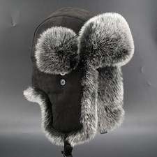 Casquette de trappeur en fausse fourrure homme Royaume-Uni ski cosaque russe daim cuir chapeau chaud