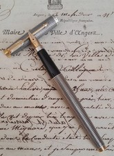 PARKER 75 Flat Top Vermeil GOLD Plated STERLING SILVER 925 Fountain pen 18k 750