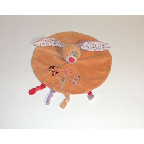 Doudou plat lapin orange tex - orange,