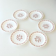 Lot 6 assiettes à dessert ARCOPAL - décor fleurs orange - Diam. 19 cm