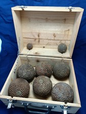 Lot de 6 anciennes boule "Lyonnaises" cloutées ,diamètre 10 cm , poids 830 g.