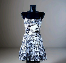 Karen Millen Mini Robe " Get The Sun " Floral Monocouleur Black & White Sz Ru 8