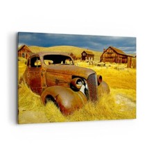 Impression sur Toile 120x80cm Tableaux Image Ferme voiture ancienne abandonnée