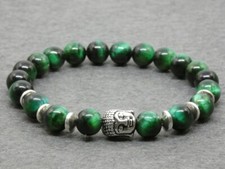 Bracelet Bouddha, Oeil de Tigre Vert en 8mm