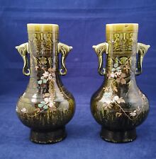 Paire de vases en Faïence,  Majolica de Sarreguemines DLG de Th. Deck. 