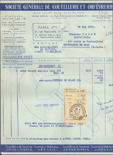 Paris facture ste generale - generale, de
