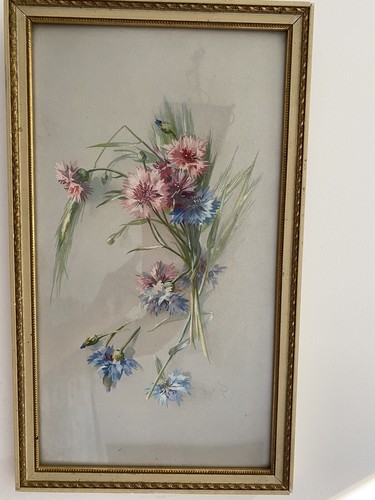 Tableau ancien gravure bouquet - ancien,