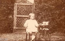 BJ520 Carte Photo vintage card RPPC enfant fille bébé chaise jardin portail
