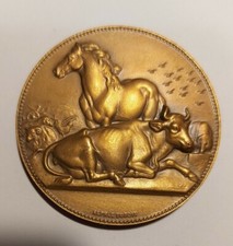 MÉDAILLE EN BRONZE ANIMAUX 