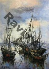 Bateaux au mouillage par J.Gubeno 44.5x32 HC