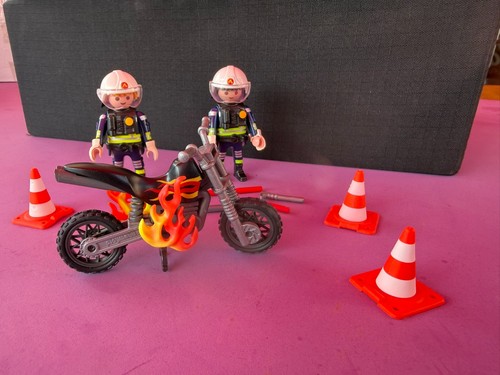 Pompiers moto playmobil - pompiers, et