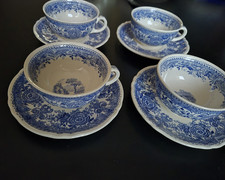 VILLEROY ET BOCH TASSES A CAFÉ / THÉ MODÈLE BURGENLAND- DÉCOR BLEU LOT DE 4