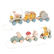 Train à tirer en bois, jouet éducatif et amusant pour enfants, garçons et