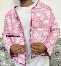 Indien Rose Floral Veste Matelassé Handmade 100% Coton Femme Vêtements Nous