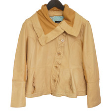 Veste En Cuir Beige Respirante Slim Fit Femme S IT40 FR38 US6 UK8 VAI327