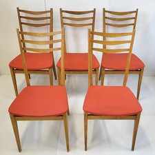 SUITE DE 5 CHAISES VINTAGE 1950 EN HETRE & SKAI 50S ROCKABILLY ANNEES 50 RETRO