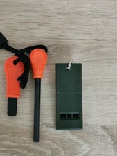 grande pierre à feu en ferrocérium  99 °° orange et sifflet de survie