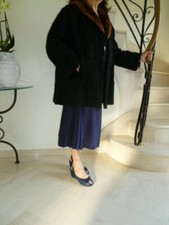 Magnifique veste véritable astrakan noir Taille 42 - 44 Col Fourrure VINTAGE