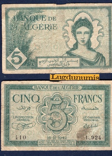 Algérie francs 11 1942 - 5,