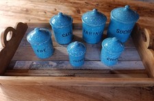 Serie De 6 Boites A Épices Émaillé Ancien  Art Deco  Vintage