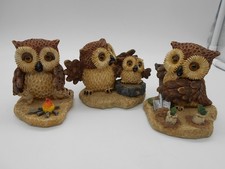 010 ) MAGNIFIQUE LOT DE 3 FIGURINES HIBOUX CHOUETTES  EN RÉSINE  ITALIE ?