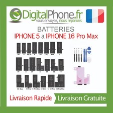 BATTERIES IPHONE 5/6/7/8/X/10/11/12/13/14/15/16 PROMAX + ADHÉSIF + OUTILS -TVA-