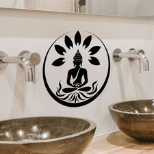 Sticker Mural Lotus Mandala Design Matériau PVC Amovible pour Décoration Chamb