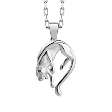 Collier panthère sauvage en argent sterling poli pour amoureux des animaux