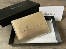 Porte-Cartes Paul Smith En Cuir Doré Avec Logo Perforé BNIB