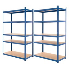 2x Rayonnage de rangement charge lourde stockage 5 tablettes 200x100x50 cm bleu