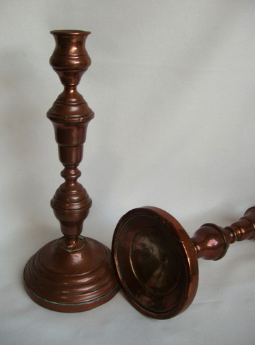 Paire bougeoirs anciens - paire,