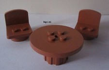 Lego 4222 x2 Fabuland Chaise Chair + 4223 Table Brown Brun du 3678 3682 3672 F11