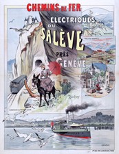 Affiche chemin de fer Electrique du Salève près Genève