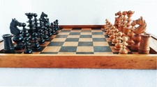 Échecs Régence + échiquier/damier, Paris 1930-50 / Old Chess Regency king 86mm