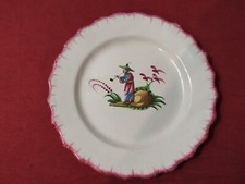 Assiette ancienne XIXè Faïence de l'Est décor au Chinois fumeur d'opium